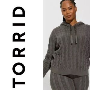 TORRID Women’s Cable Knit Lounge Hoodie Sweater Color Dark Shadow Size 2